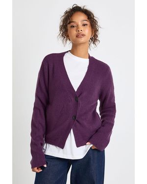 Boohoo Asymmetric Knit Cardigan - Morado