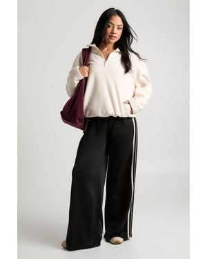 Boohoo Polar Fleece Half Zip Funnel Neck Sweatshirt - Blanco