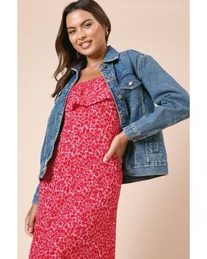 Dorothy Perkins Oversized Jean Jacket - Red