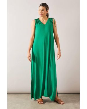 Wallis Sleeveless Viscose Jersey Maxi Swing Dress - Green