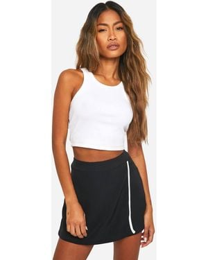 Boohoo Contrast Wrap Skort - White