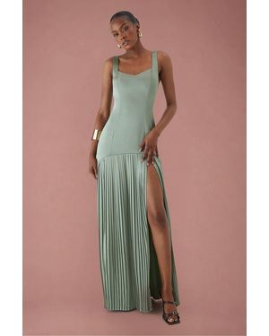 MissPap Premium Satin Square Pleated Skirt Bridesmaid Dress - White