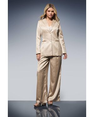 Dorothy Perkins Textured Satin Single Breasted Blazer - Natural