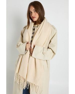Boohoo Tassel Lightweight Blanket Scarf - Natural