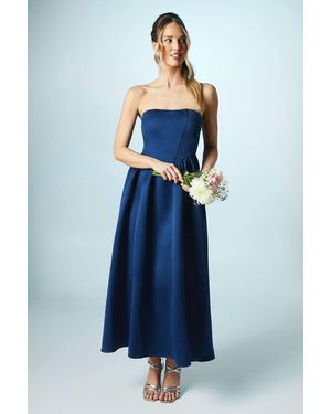 Coast Structured Satin Corset Bridesmaid Dress - Blue