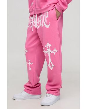 Boohoo Relaxed Fit Homme Cross Pearl Embellished Sweatpants - Pink