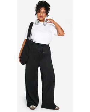 Boohoo Plus Low Rise Drawstring Waist Slouchy Dad Trouser - Black