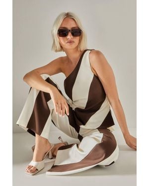 Nasty Gal Stripe Tailored One Shoulder Top - Natural