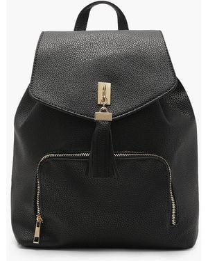 Boohoo Fringe Tassel Rucksack Bag - Black