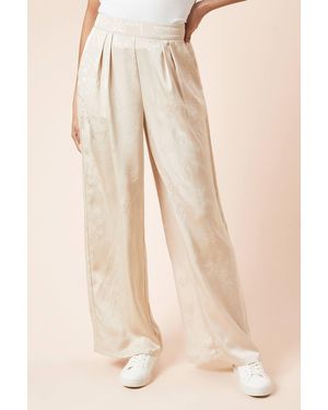 Dorothy Perkins Wide Leg Satin Jacquard Trouser - Natural