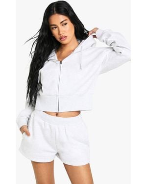 Boohoo Mid Rise Sweat Shorts - White