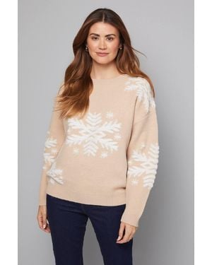 Wallis Snowflake Pattern Crew Neck Sweater - White