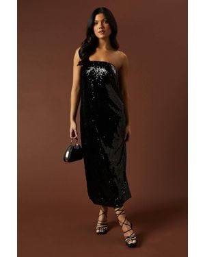 Oasis Occasion Clear Sequin Bandeau Maxi Dress - Brown