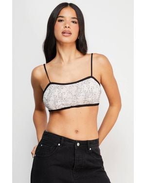 Warehouse Lace Square Neck Bralette - Black