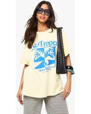 Boohoo St Tropez Lazy Day Printed T-Shirt - Blue