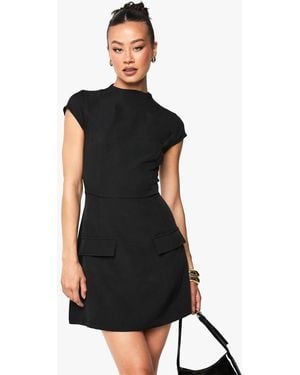 Boohoo Tall High Neck Structured Tailored Mini Dress - Black