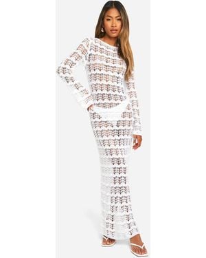 white lace loose dress Like An Angel Long Sleeve Lace Dress White