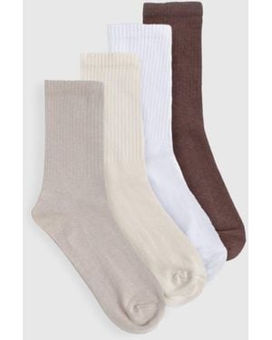 Boohoo Tonal Crew Socks 4 Pack - White