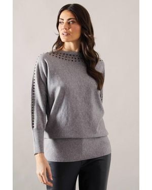 Wallis Stud Detail Boat Neck Tunic - Gray