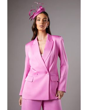 Coast Satin Double Breasted Blazer - Pink