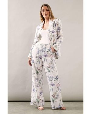 Wallis Floral Wide Leg Tailored Trouser - Natural