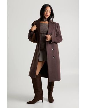 Boohoo Tailored Wool Look Coat - Brown