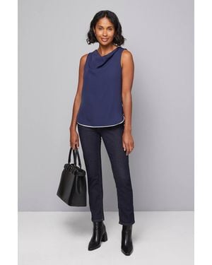 Wallis Contrast Stripe Cowl Top - Blue