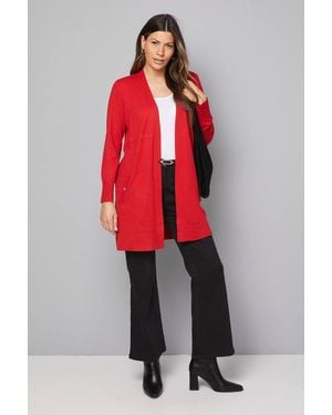 Wallis Longline Seam Cardigan - Red
