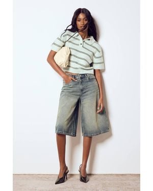 Boohoo Longline Denim Jort - Blue