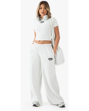 DSGN Studio Dsgn Studio Embroidered Rib Mid Waist Trouser - White