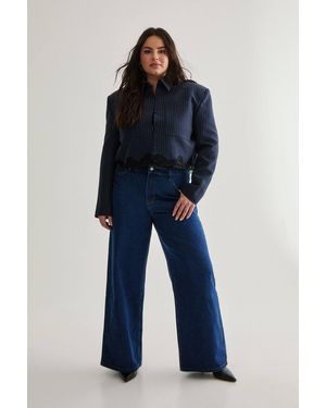 Nasty Gal Plus Tailored Lace Hem Jacket - Blue