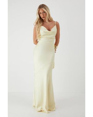 MissPap Premium Satin Bow Back Bias Cut Bridesmaid Dress - White