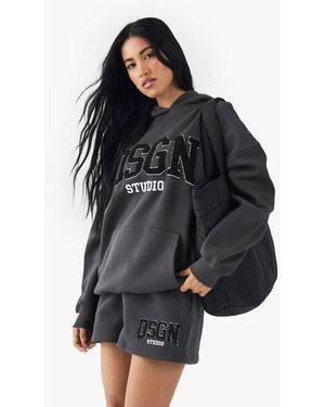 DSGN Studio Toweling Applique Sweat Short - Black