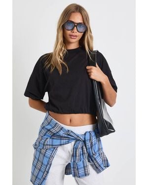 Boohoo Cotton Elasticated Waist T-Shirt - Blue