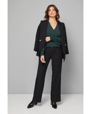 Wallis Woven Shirred Cuff Overhead Shirt - Black