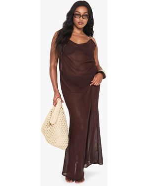 Boohoo Plus Metal Trim Chiffon Beach Maxi Dress - Rojo