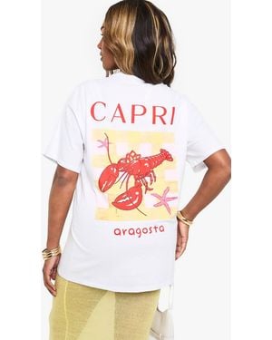 Boohoo Plus Capri Lobster Oversized T-Shirt - White