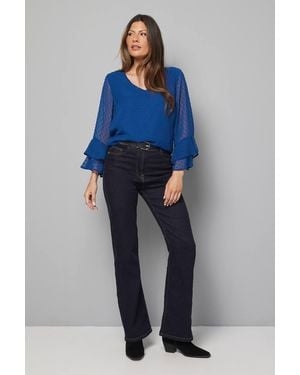 Wallis Dobby Flute Sleeve Top - Blue