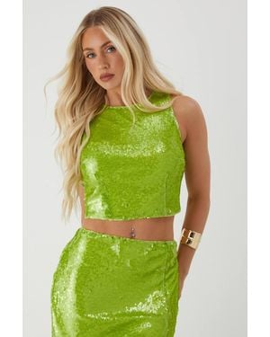 MissPap Sequin Racer Top - Green
