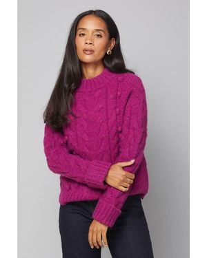 Wallis Bobble Cable Sweater - Purple
