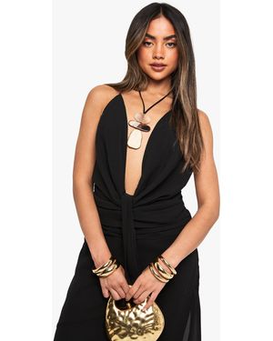 Boohoo Top De Chifón Plisado - Negro