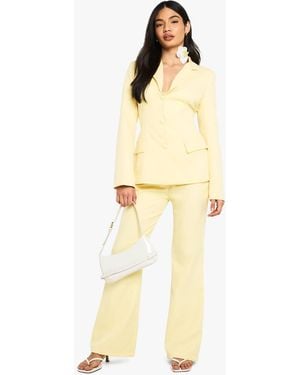 Boohoo Slim Flare Tailored Trouser - Yellow