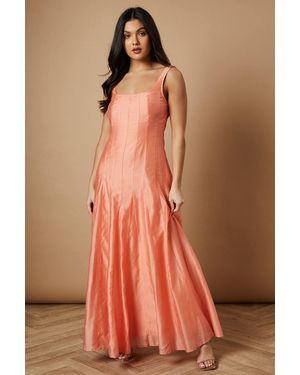Oasis Plain Godet Seam Detail Maxi Dress - Orange