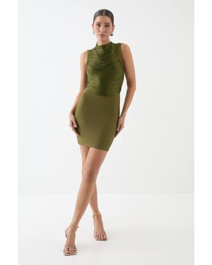 MissPap Fringe Bandage Mini Dress - Green