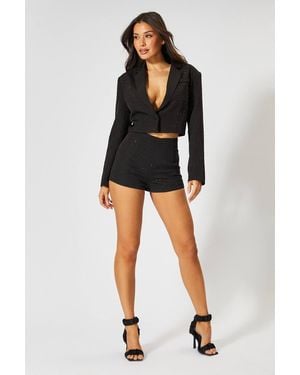 MissPap Diamante Embellished Micro Shorts - Black