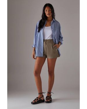 Warehouse Linen Tailored Shorts Co Ord - Gray