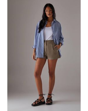 Warehouse Linen Tailored Shorts Co Ord - Gray