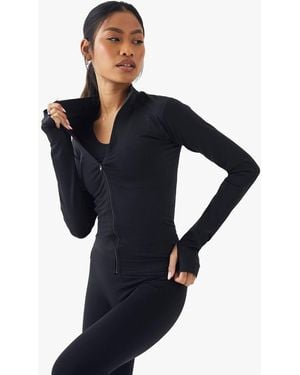 Boohoo Premium Sculpt Seamless Zip Through Sports Jacket - Black