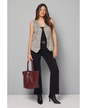 Wallis Flannel Button Through Waistcoat - Natural