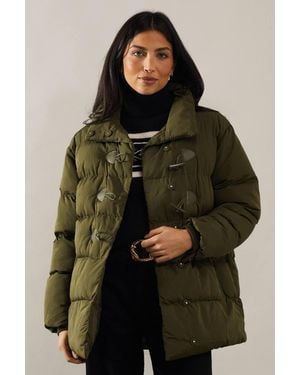 Wallis Funnel Neck Tie Detail Padded Coat - Brown
